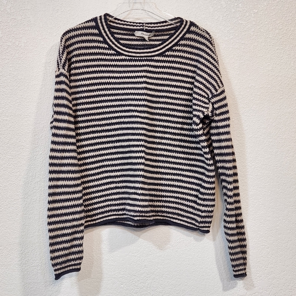 Madewell Navy White Striped Long Sleeve Sweater Women's Small